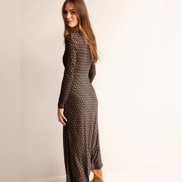 Boden Navy and Brown Floral Maxi Dress, Size 6 - Picture 2 of 12